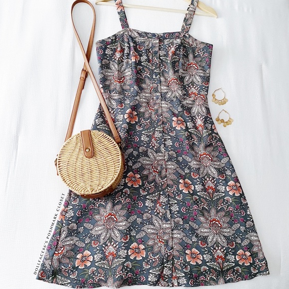 Loft Outlet Button Down Paisley Print Sundress - Picture 2 of 11